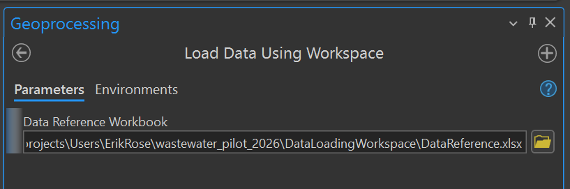 Load Data Using Workspace Tool