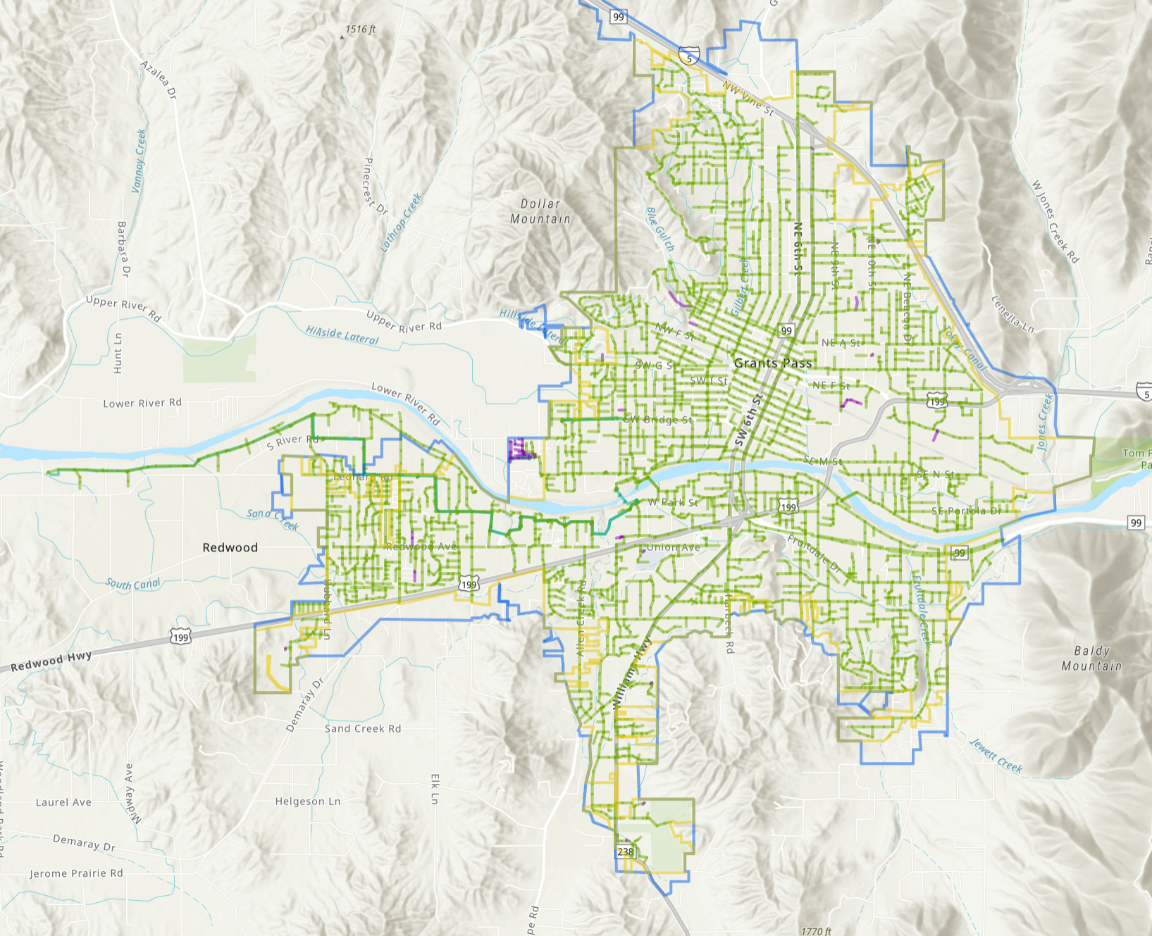 Grants Pass Wastewater Geometric Network